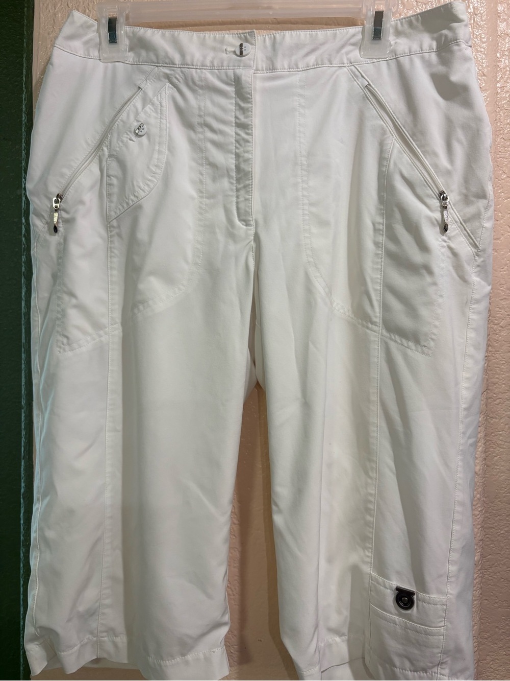 White Active Cargo Capri Pants